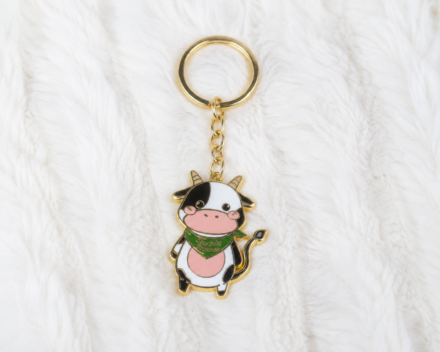 Cow Poly Pomona Enamel Keychain | Hard Enamel